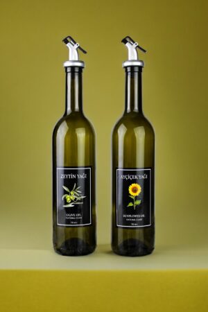 Amber 2'li 750 ml Zeytinyağı Sıvıyağ Şişesi Yağdanlık Yağlık
